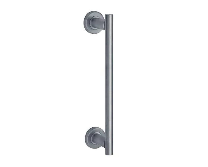 T Bar Style Pull Handle With Face Fix Concealed Roses Satin Chrome
