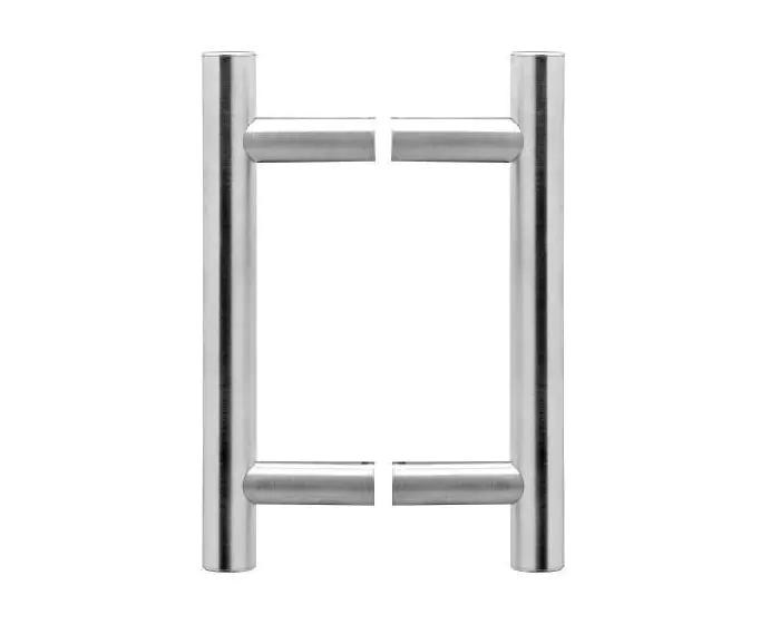 T Bar Shape Guardsman Style Pull Handles Back To Back Fixing Pair Satin Stainless Steel