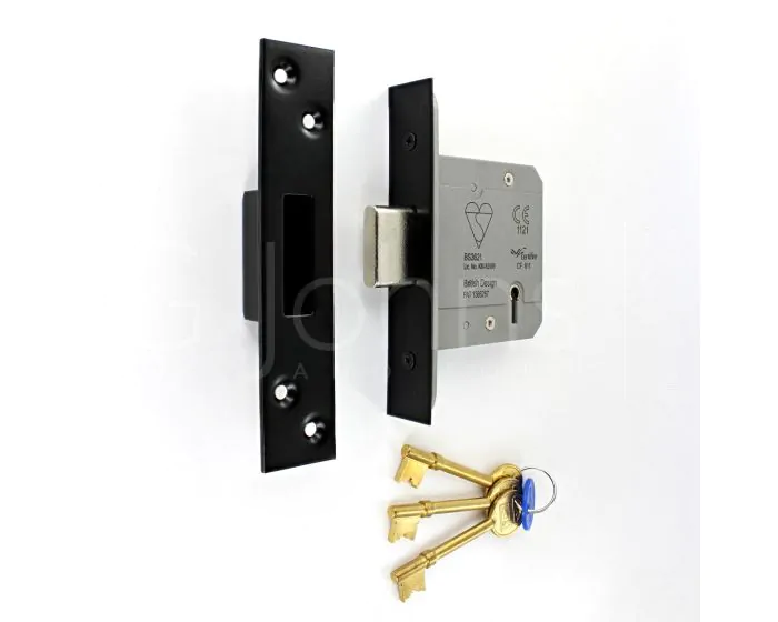 5 Lever British Standard Kite Marked Mortice Dead Lock Bs3621 Rated Ce Marked Fire Rated Certifire Approved Matt Black G Johns Sons