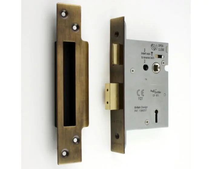 Sash / Cam Lock - Wood Sash Hardware, Stamped Steel - Antique Brass