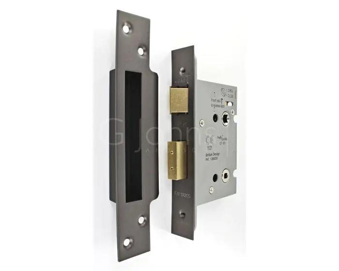 Architectural Quality Bathroom Mortice Lock - CE / UKCA Marked - Fire Rated  - Certifire Approved - Matt Bronze (Powder Coated)