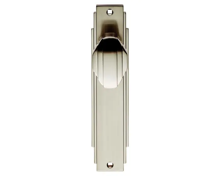 Art Deco Door Knobs With Narrow Stepped Backplate Plate Design Satin Nickel