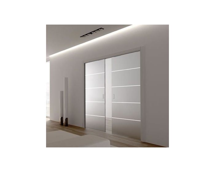 Eclisse Line Patterned Glass Sliding Pocket Door System Double Door Kit Supplied With Glass Doors 100mm Finished Wall Thickness G Johns Sons