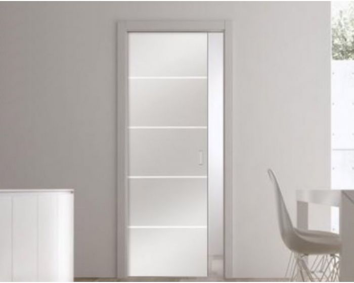 Eclisse Glass Sliding Pocket Door System Single Door Kit Supplied With Patterned Glass Door 100mm Finished Wall Thickness G Johns Sons