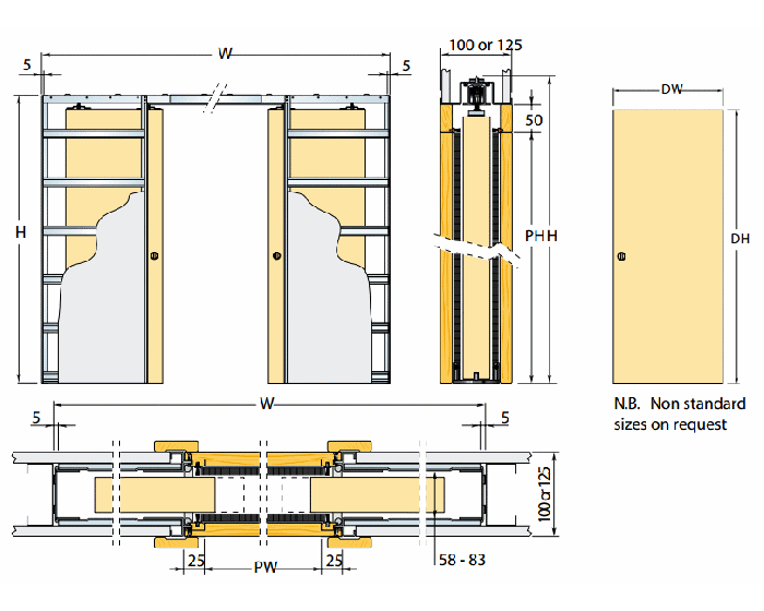 Eclisse Sliding Pocket Door System, Standard Sliding Door Sizes