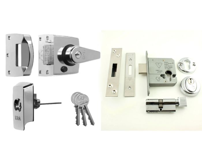 ERA High Security Night Latch & Euro Profile Cylinder Deadlock With