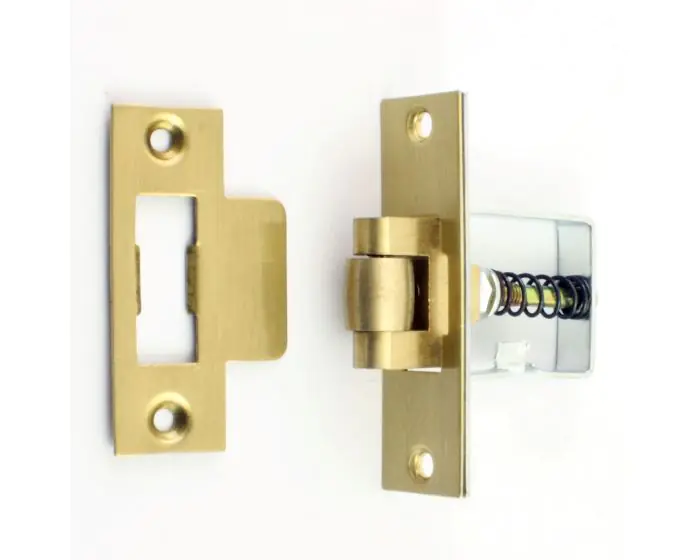 Brass Plated Ball Catch With Strike Plate - Adjustable Spring Tension Door Latch For Closets & Cabinets