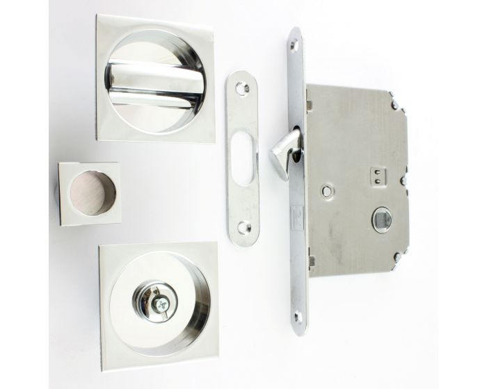 Square Design Bathroom Hook Lock For Sliding Pocket Doors With Turn