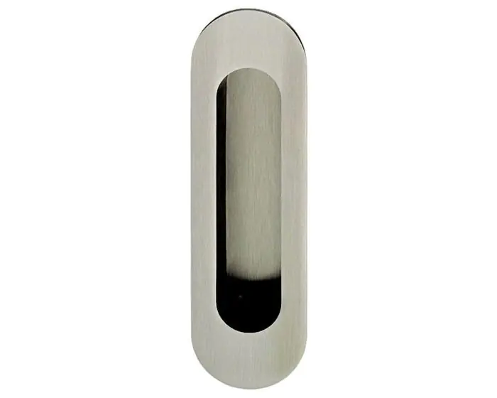 Rounded Oval Shape Sliding Door Flush Handle For Doors Satin Stainless Steel 155mm X 45mm G Johns Sons Rounded Oval Shape Sliding Door Flush, Inset Door Handles For Sliding Doors