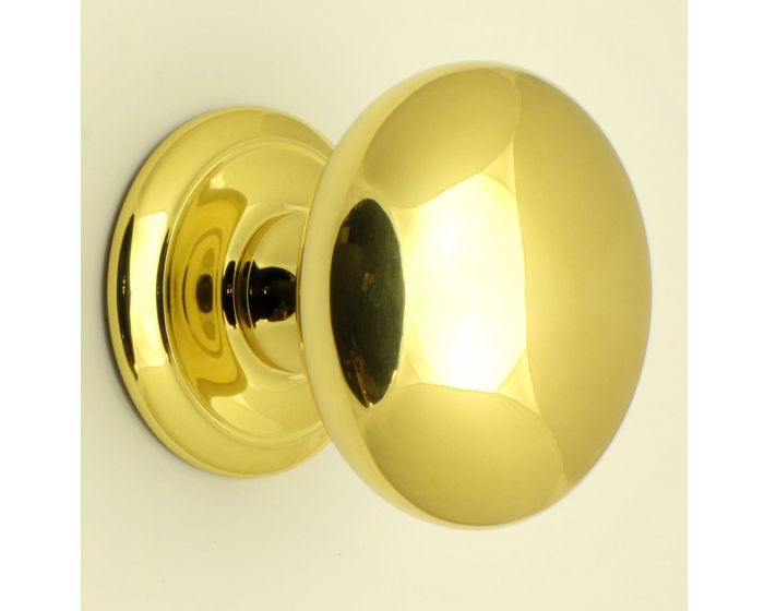 Large Plain Style Centre Door Knob Polished Brass (Lacquered) G
