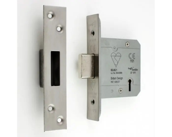 Satin Chrome from e-hardware 5 lever dead lock BS3621 63mm Insurance approved British standard