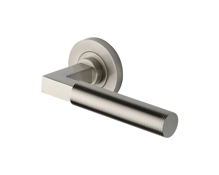 Phoenix Reeded Lever Handle On Concealed Fix Round Rose - Satin 