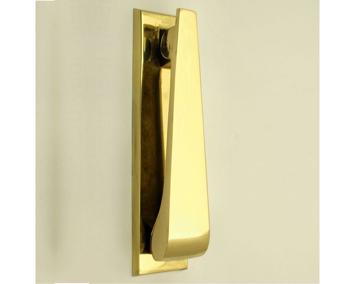 Contemporary Design Narrow Style Front Door Knocker Polished Brass
