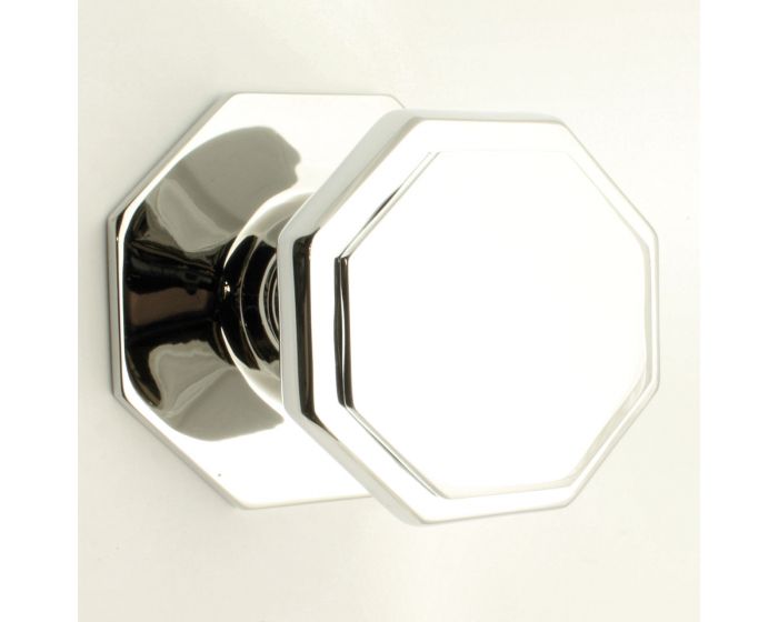 Octagon Shape Front Door Knob Polished Chrome G Johns & Sons