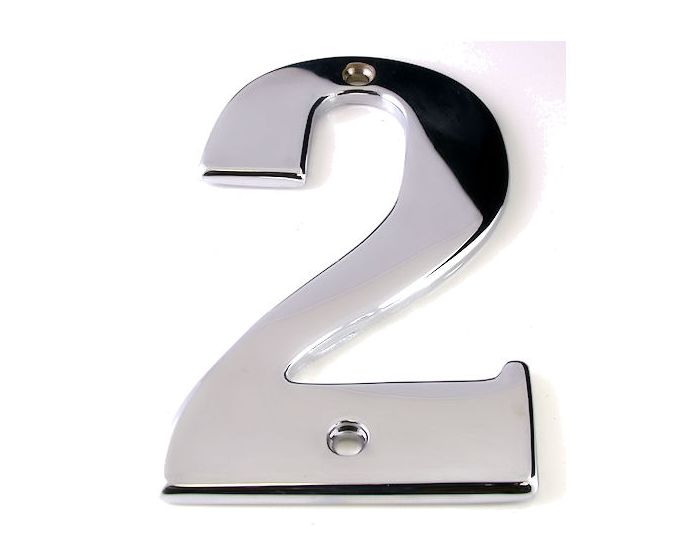 Large Modern Style Bold Design House Numbers 89mm Polished Chrome