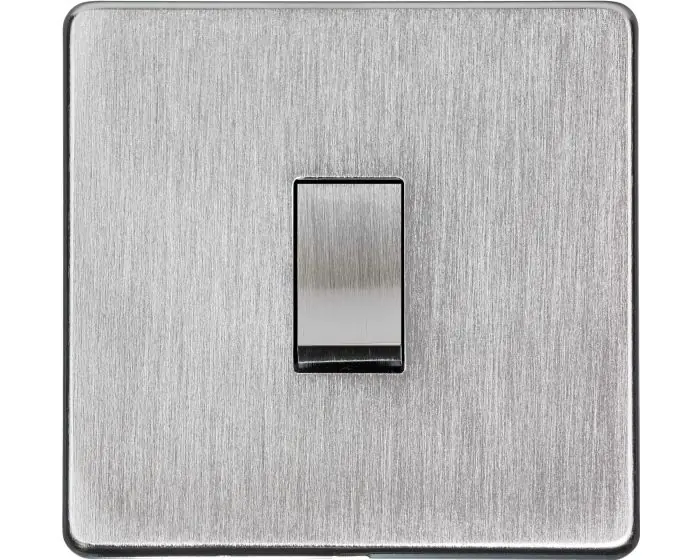Studio Concealed Fix Plate Light Switch & Socket Range - Flat Screwless Plate With Rounded Edges - Satin Chrome | Johns & Sons