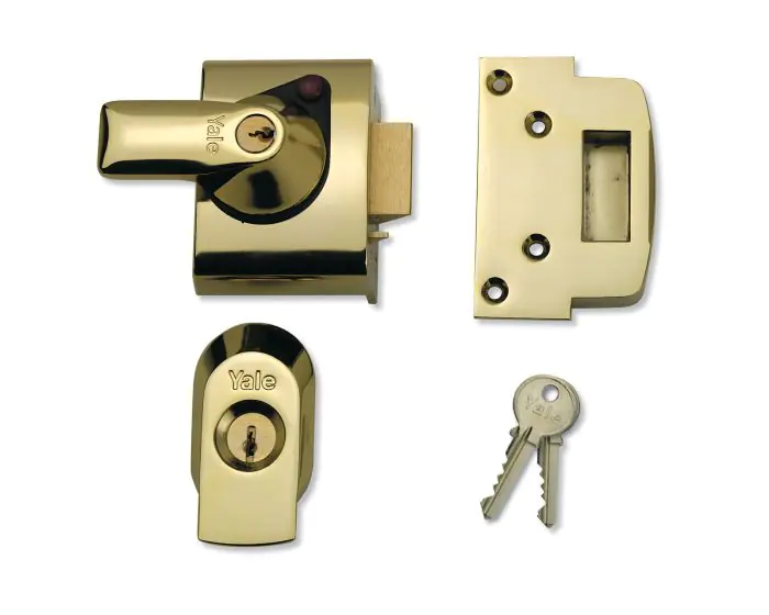 Polished Chrome and Brass Narrow Nightlatch for Front Doors with 40mm Backset 