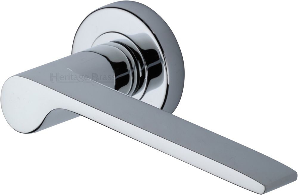 Julia Lever Handle On Round Rose - Polished Chrome | G Johns & Sons