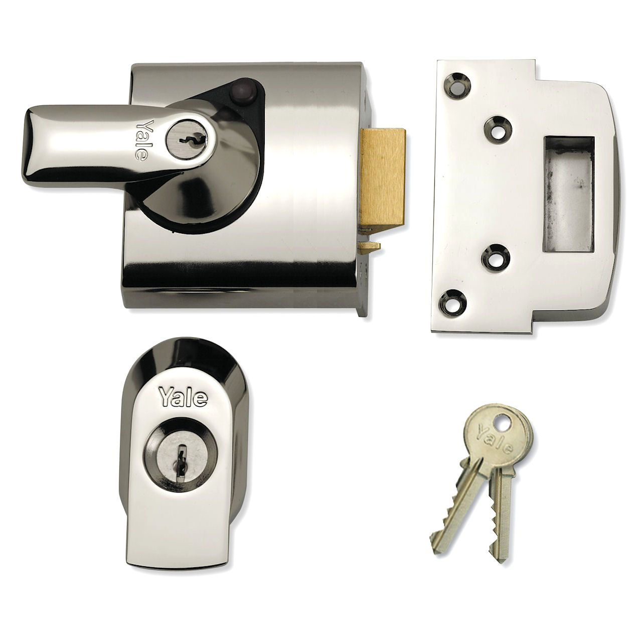 Yale Front Door Lock High Security Nightlatch 60mm Backset Polished Chrome G Johns Sons