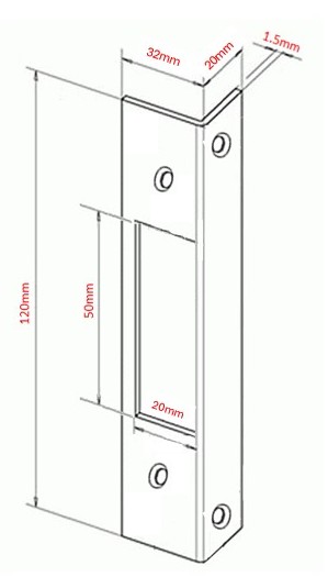 Dimensions Diagram For Angled Strike Plate
