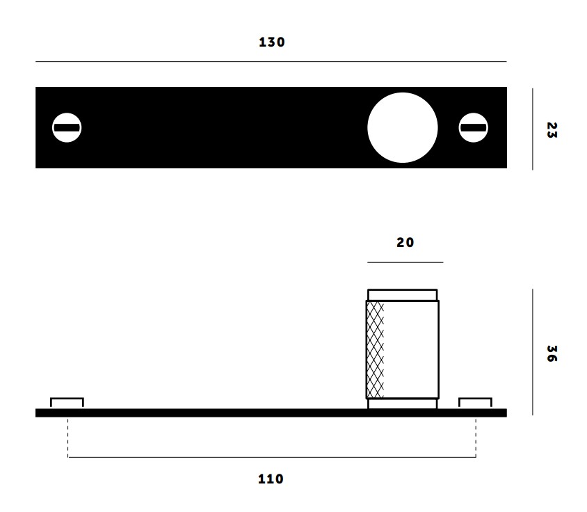 Buster & Punch Knurled Pattern Cupboard Knob On Back Plate - Dimensions Diagram