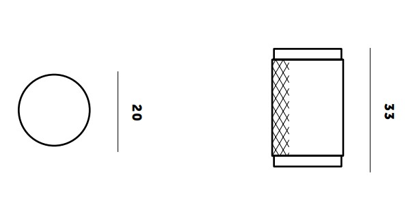 Buster & Punch Knurled Pattern Cylinder Cupboard Knob - Dimensions Diagram