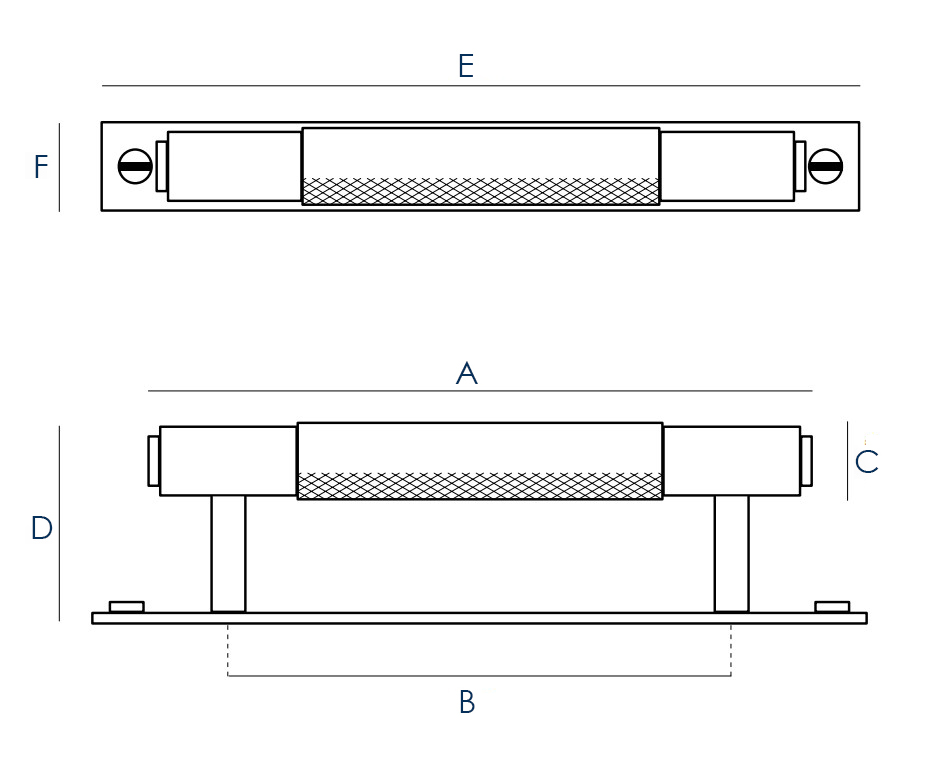 Buster & Punch Pull Bar Cabinet Handle With Back Plate - Dimensions Diagram