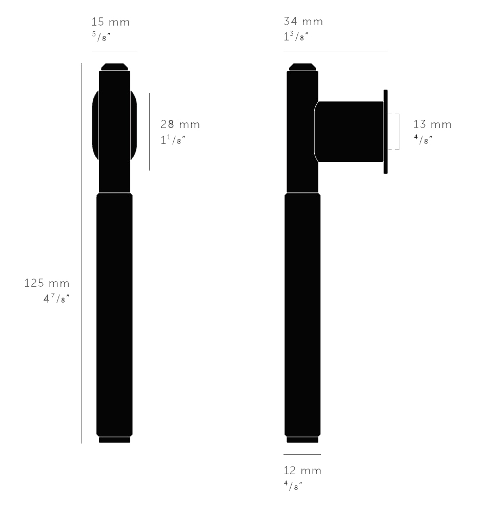 Buster & Punch L Bar Cabinet Pull Handle - Dimensions Diagram