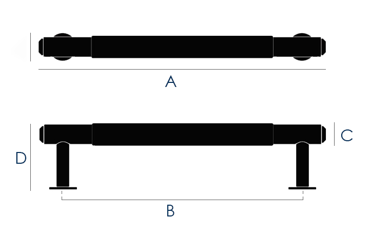 Buster & Punch Linear Pattern Pull Bar Cabinet Handle - Dimensions Diagram