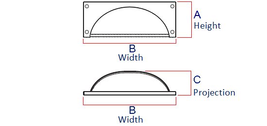 Diagram-Showing Dimensions Of The FTD5220PE Traditional Square Plate Cup Handle