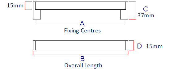 Diagram-Showing Dimensions Of FTD3550 Square Shape Cabinet Pull Handle