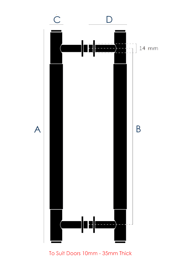 Buster & Punch Diamond Cut Knurled Pull Handles Back To Back Fixing