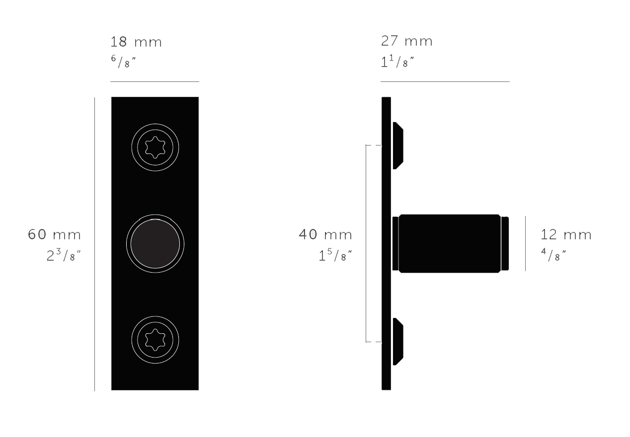 Buster & Punch Linear Cupboard Knob With Backplate - Dimensions Diagram