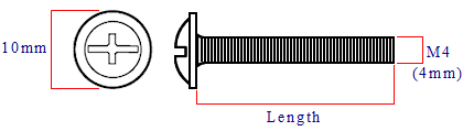 Diagram-Showing Dimensions Of A M4 Bolt For Fixing Cabinet Knobs And Cupboard Handles
