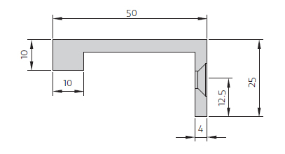 Diagram Showing Dimensions Of The Rear Fix Hidden Finger Edge Pull With Cube Design Edge