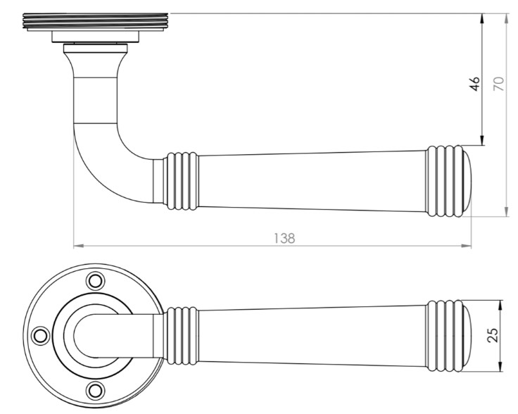 Tubular-Pattern-Lever-Handles-With-Square-Section-Neck-Dimensions-Diagram Classic-Design-Lever-Handle-With-Ring-Detail