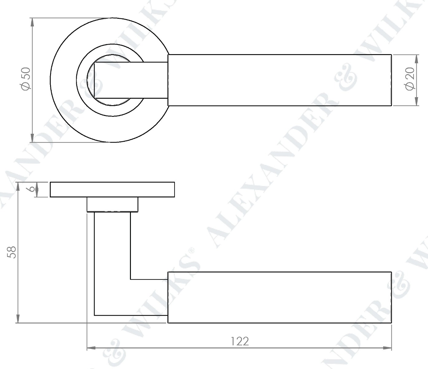 Hurricane-Plain-Lever-Handle-On-Concealed-Fix-Low-Profile-Round-Rose-Diagram
