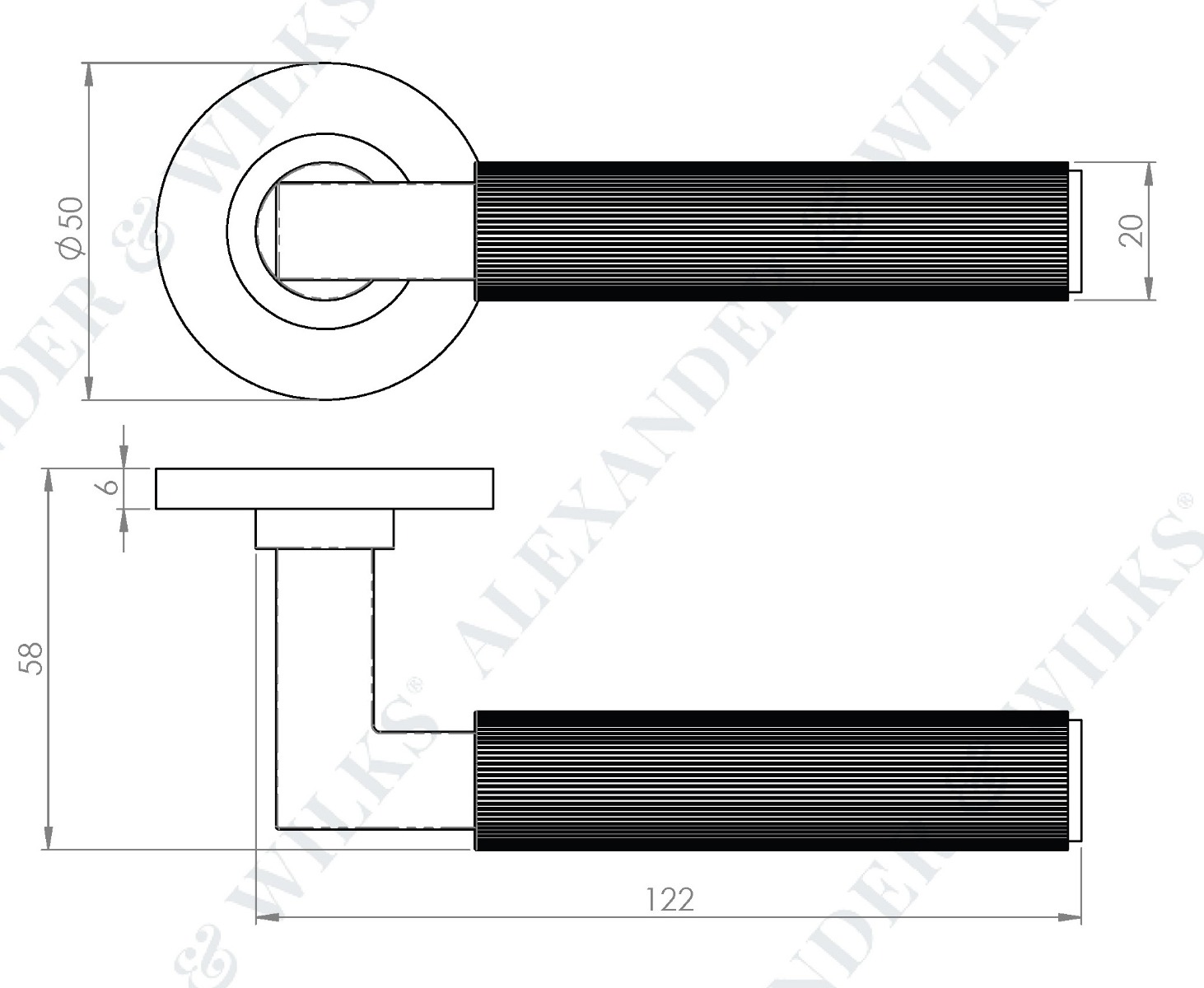 Hurricane-Plain-Lever-Handle-On-Concealed-Fix-Low-Profile-Round-Rose-Diagram