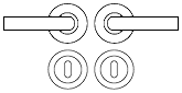 Diagram showing lever handles and standard escutcheons for locking doors
