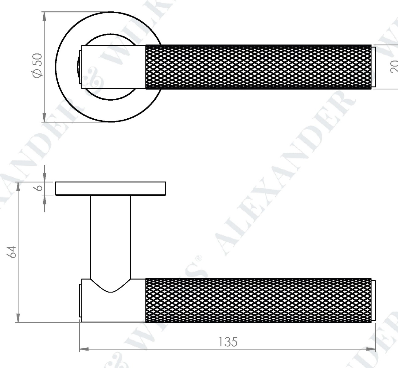 Spitfire-Knurled-Lever-Handle-On-Concealed-Fix-Low-Profile-Round-Rose-Diagram
