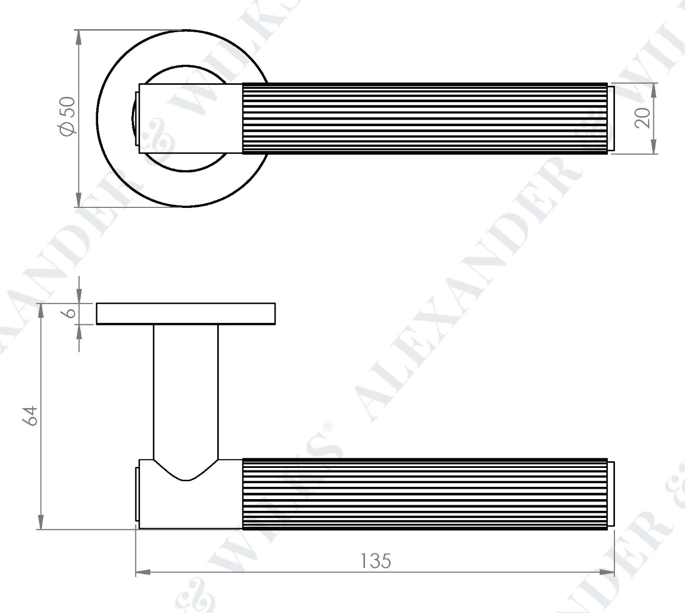 Spitfire-Reeded-Lever-Handle-On-Concealed-Fix-Low-Profile-Round-Rose-Diagram
