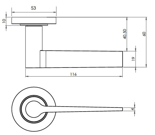 Tapered-Patterm-Lever-Handle-Dimensions-Diagram Tapered-Patterm-Lever-Handle-Dimensions-Diagram