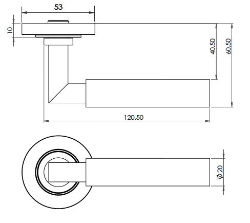 Tubular-Pattern-Lever-Handles-With-Square-Section-Neck-Dimensions-Diagram