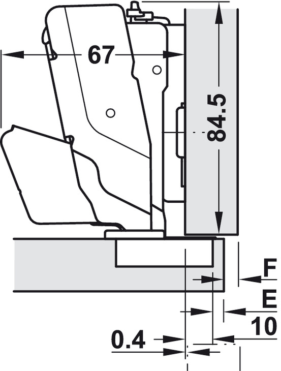 160-overlay-hinge-with-soft-close-for-up-to-36mm-thick-doors-0mm-mounting-plate-diagram