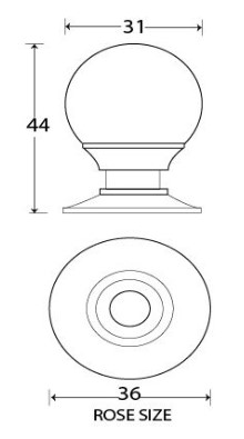 Ball-Shaped-Cupboard-Door-Knob-31mm-Diameter-Diagram