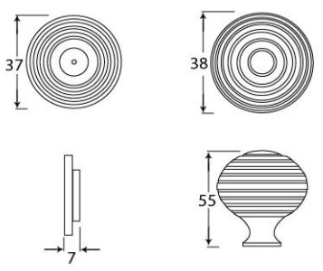 Beehive-Design-Cupboard-Door-Knob-38mm-Diameter-Diagram