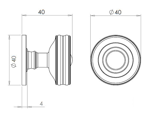 Classic-Design-Cupboard-Knob-With-Raised-Front-Dimensions-Diagram