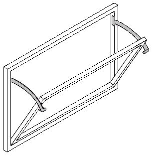 Diagram showing fixed quadrant arm stays when the fan light window is in the open position