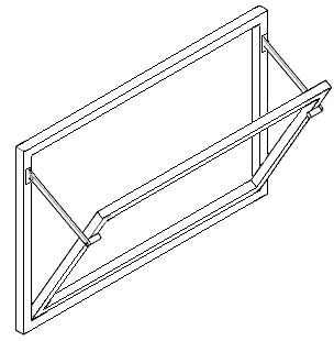 Diagram showing roller stays when the fan light window is in the open position