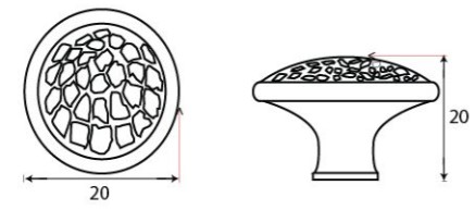 Domed-Hammered-Cupboard-Door-Knob-20mm-Diameter-Diagram